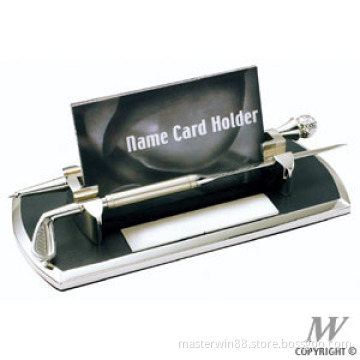 PU/Metal Name Card Holder with Letter Opener and Pen